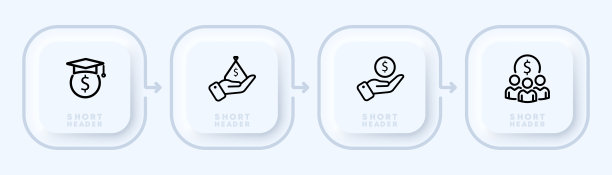 理财教育设置图标。识字，钱，手，美元，人，会计。经营理念。新生变形样式。矢量线图标的业务和广告图片下载