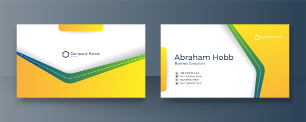 现代优雅的绿色和黄色名片矢量背景。奢华创意干净大胆名片设计模板。矢量图图片下载