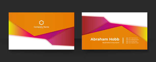 现代橙粉黄时髦名片-创意和干净的名片模板。图片下载