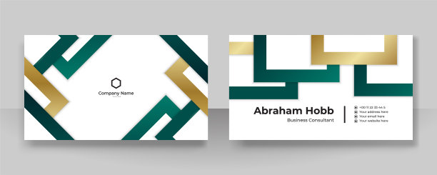 现代绿金名片-创意和干净的名片模板。图片下载