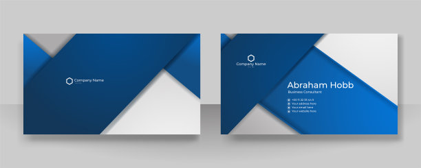 现代创意和干净的蓝色名片设计模板。奢华优雅的名片设计背景与时尚简约抽象的几何时尚波浪线。矢量图图片下载