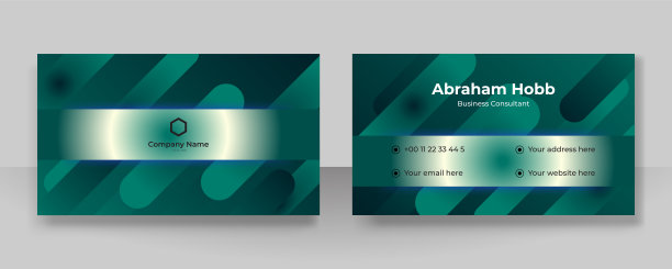 现代绿金名片-创意和干净的名片模板。图片下载