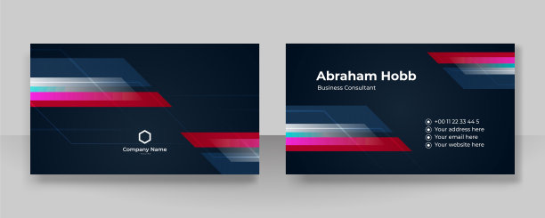 现代优雅简洁干净的红黑色名片设计矢量模板，具有创意专业技术的企业风格图片下载