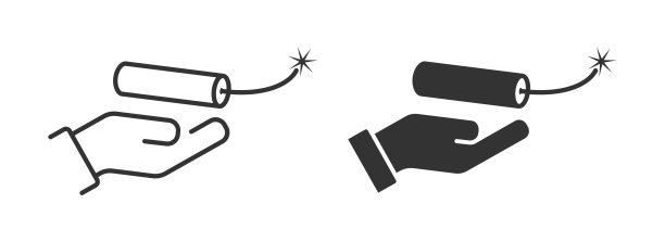 手上有炸药。炸药图标。矢量插画家。图片下载