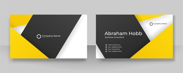 现代简约的黄橙色和黑色名片设计模板与企业风格图片下载