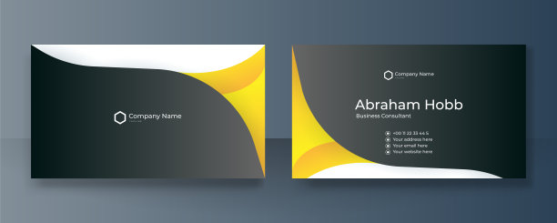 现代优雅的黑色和黄色名片矢量背景。奢华创意干净大胆名片设计模板。矢量图图片下载