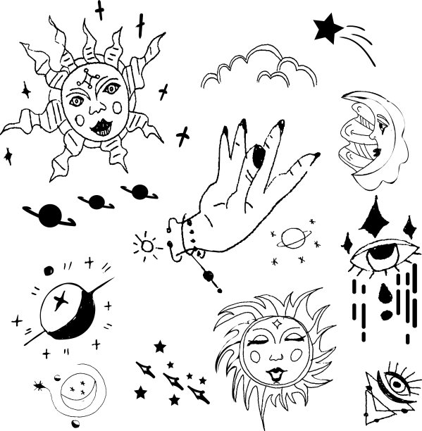 太阳，月亮，星星，云，星座图片下载