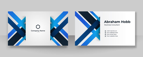 现代优雅简单干净的深蓝色名片设计矢量模板与创意专业技术企业风格图片下载