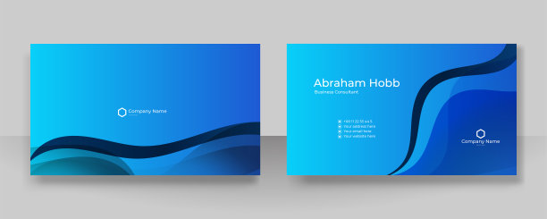 现代优雅简洁干净的蓝色名片设计矢量模板具有创意专业技术的企业风格图片下载