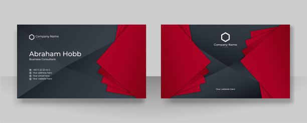 现代优雅简洁干净的红、白、金、黑名片设计矢量模板，配合创意专业技术打造企业风格图片下载