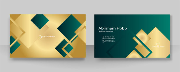 现代优雅简单干净的深绿色金白色和黑色名片设计矢量模板创意专业技术企业风格图片下载