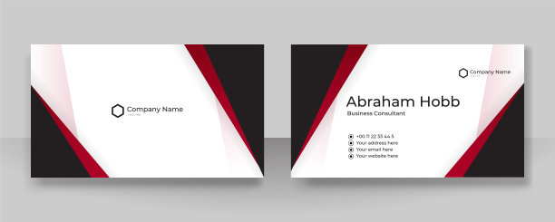 现代优雅简洁干净的红黑色名片设计矢量模板，具有创意专业技术的企业风格图片下载