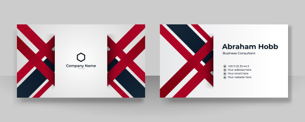 现代优雅简洁干净的红黑色名片设计矢量模板，具有创意专业技术的企业风格图片下载