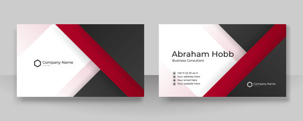 现代优雅简洁干净的红黑色名片设计矢量模板，具有创意专业技术的企业风格图片下载