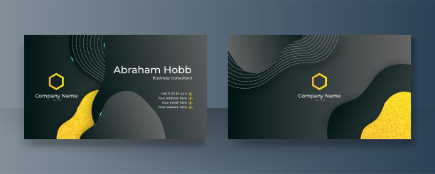 现代优雅的黑色和黄色名片矢量背景。奢华创意干净大胆名片设计模板。矢量图图片下载