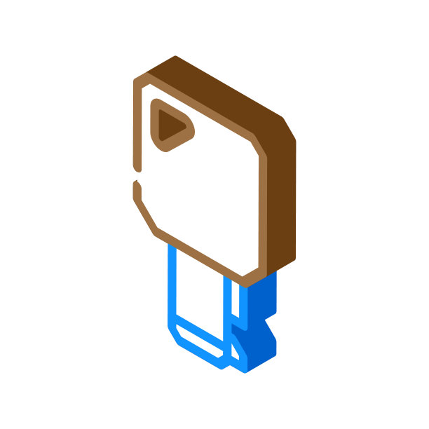 钥匙扭转锁等距图标矢量插图图片下载