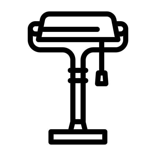 工作场所餐桌灯线图标矢量插图图片下载