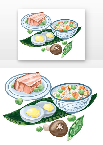 食材丰富的饭元素图片下载