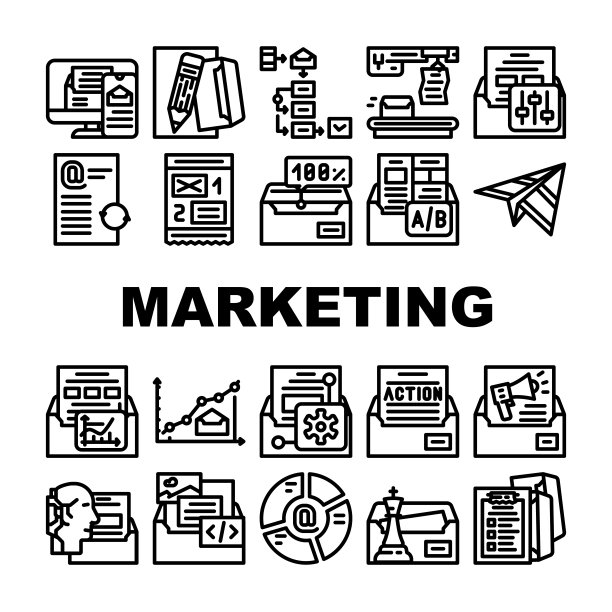 电子邮件营销和广告图标集向量图片下载
