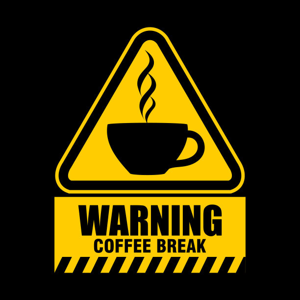 警告，标志和登机咖啡休息时间图片下载
