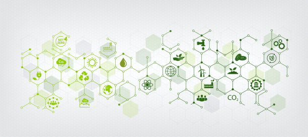 净零和碳中和概念净零排放目标可持续的环境或绿色商业与连接图标的概念，与环境保护和可持续发展。图片下载