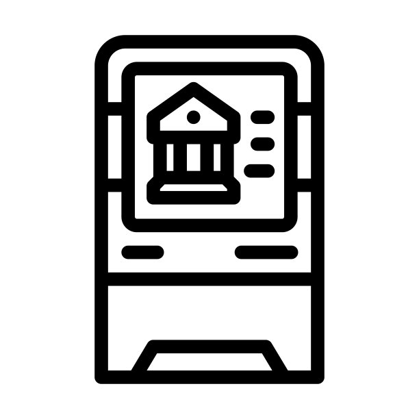 银行ATM机线路图标矢量图图片下载