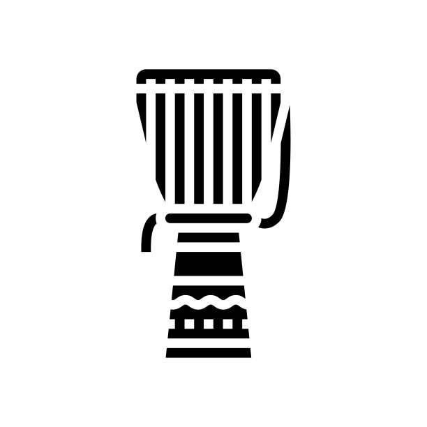 鼓非洲传统音乐家乐器字形图标矢量插图图片下载