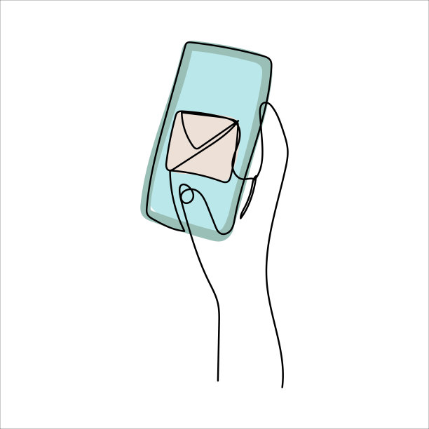 连续用一条线画握着手机或智能手机的手。移动电话，技术，小工具，通信，设备，电话，显示，电子，手，智能手机，手掌矢量插图在白色背景图片下载