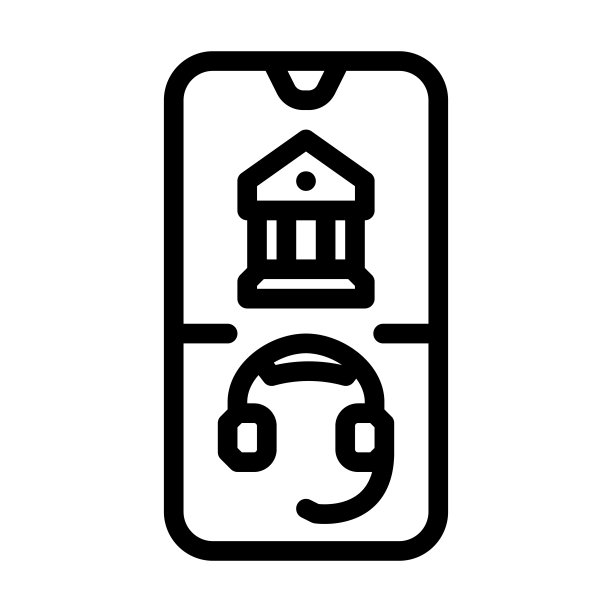 银行服务支持线条图标矢量图图片下载