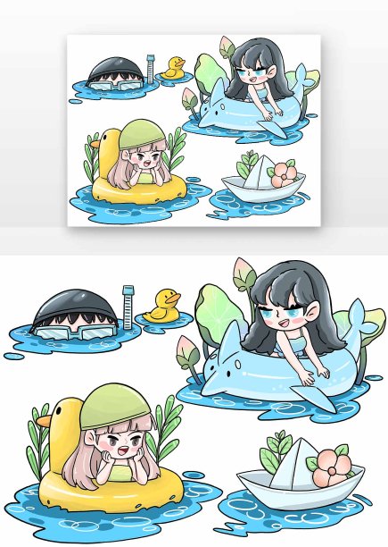 儿童创意游泳图片下载