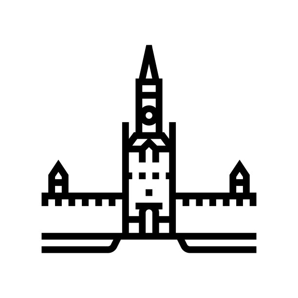 莫斯科克里姆林宫线图标矢量插图图片下载