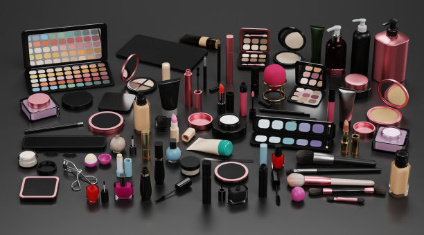 逼真的化妆品系列3D渲染图片下载