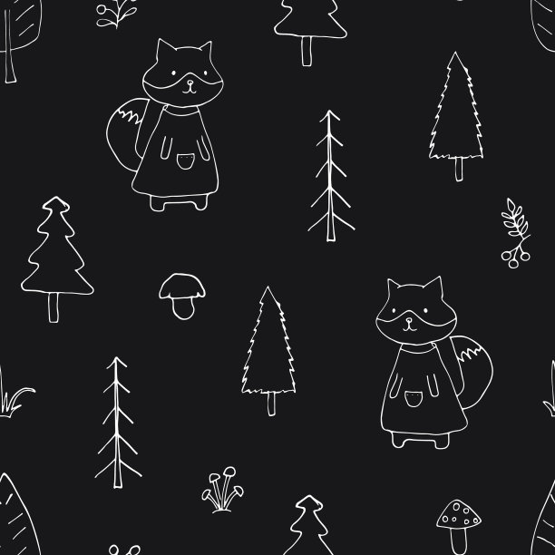 可爱的狐狸图案无缝卡通动物图片下载