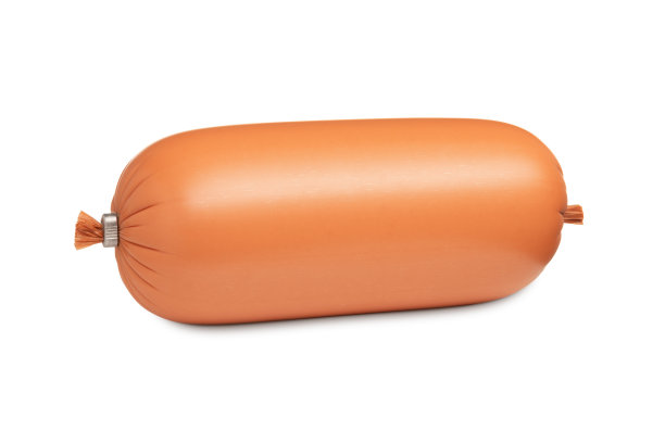 香肠，火腿包装孤立在白色背景。一个包。侧视图。图片下载