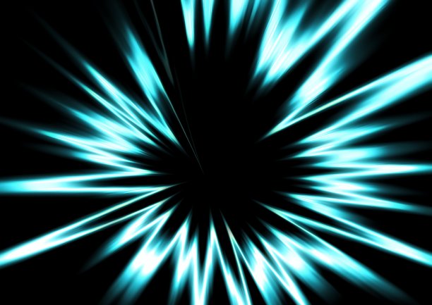 蓝色光线在黑暗中辐射的3D插图图片下载