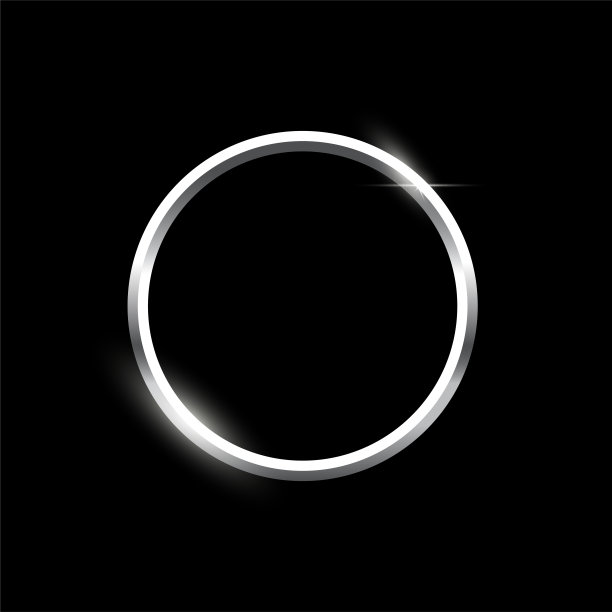 银色圆形框架图片在黑色背景。空白空间的图片，绘画，卡片或照片。三维现实的现代圆模板矢量插图。简单的金属物体模型图片下载