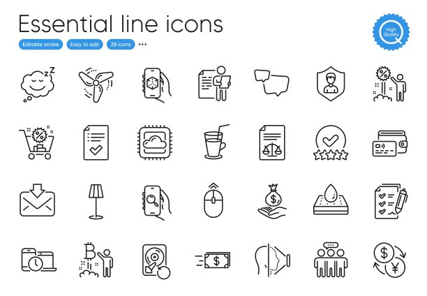 钱包，恢复硬盘和时间管理线图标。用于网站、打印和应用。向量图片下载