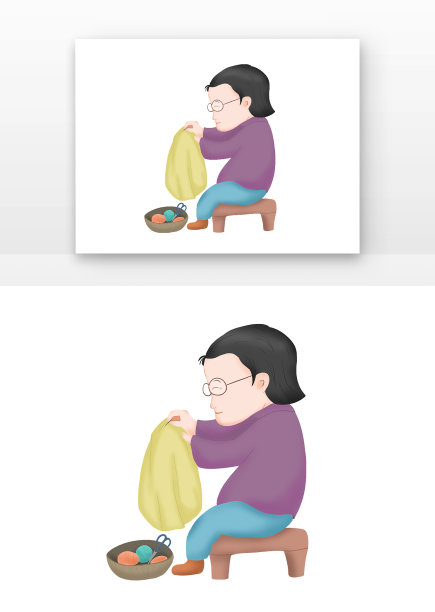 紫色母亲缝衣服针线图片下载