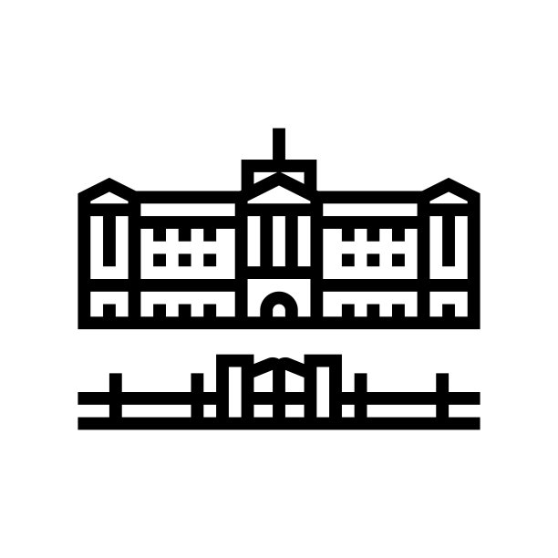 白金汉宫直线图标矢量插图图片下载