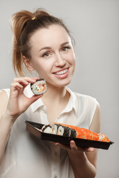 女人,寿司图片下载