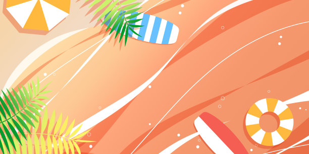 美丽的傍晚海和沙滩的插图图片下载