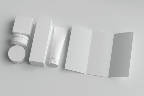 3d渲染，奶油包装模板与盒子和传单，设计模型图片下载