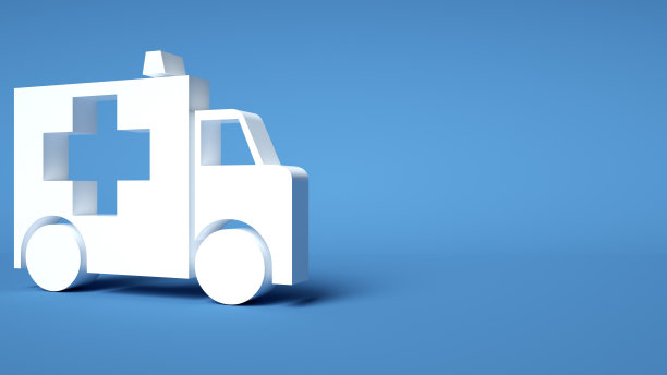 白色卡通救护车- 3D插图图片下载