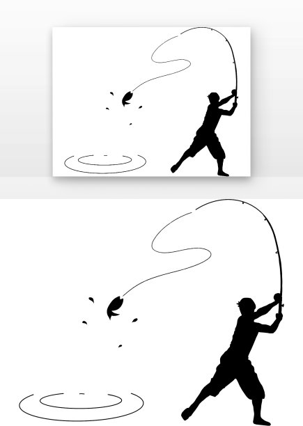 男人钓鱼剪影图片下载