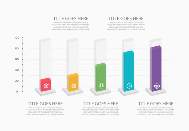 五列条形图幻灯片业务数据百分比创意信息图图片下载