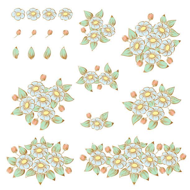 粉彩花手绘套装图片下载