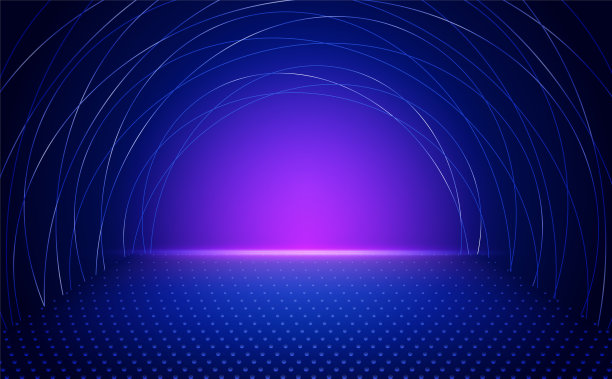 矢量空点用圆形蓝色线条照亮桌子或房间墙壁的背景图片下载