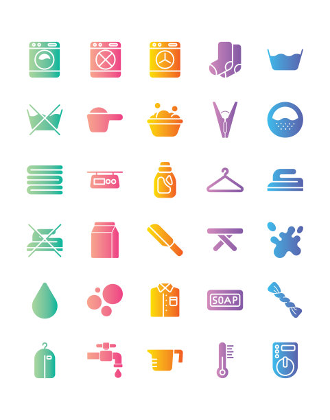 洗衣房图标设置30隔离在白色背景图片下载