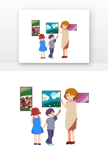 卡通博物馆日参观博物馆图片下载