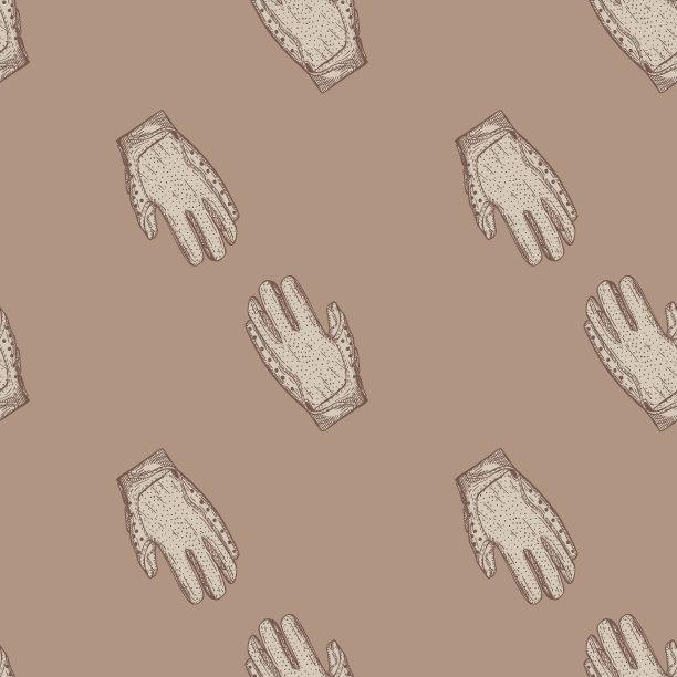 足球手套无缝图案雕刻。复古运动背景手绘风格。图片下载